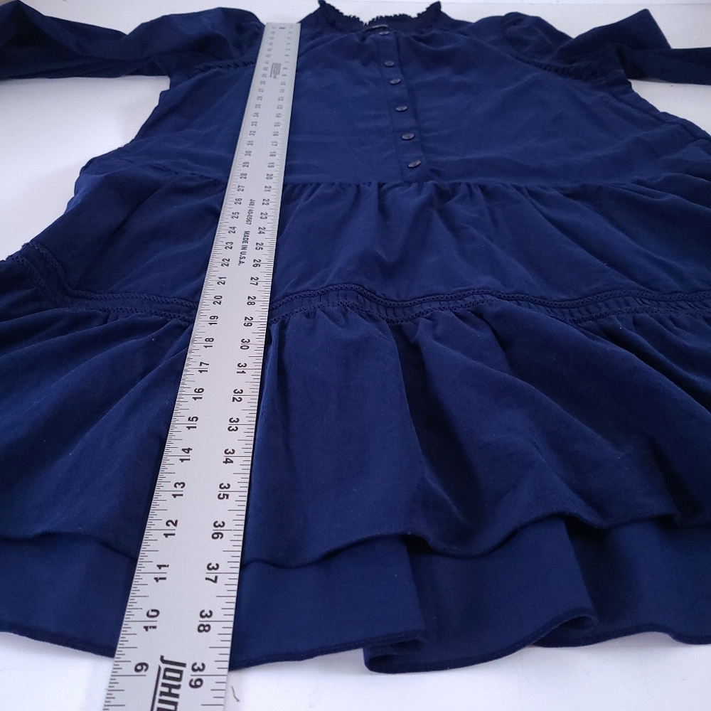 ME + EM Blue Corduroy Short Swing Dress Belt Size 12 - Picture 7 of 11